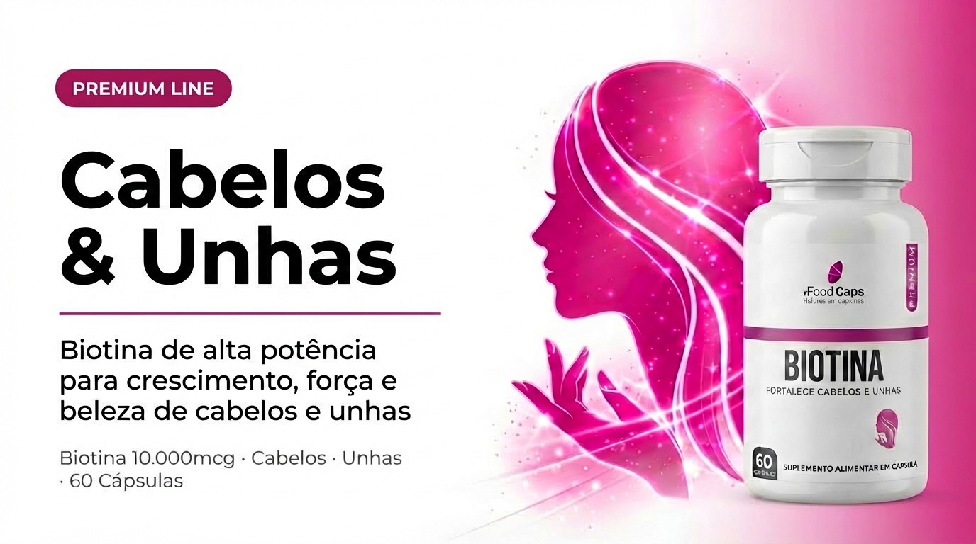 Biotina Premium — Cabelos Fortes e Unhas Saudáveis